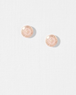 Baby Pink Ted Baker Eisley Enamel Button Stud Earrings Jewellery | EYPCQSK-07