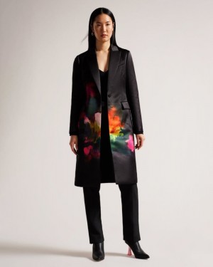 Black Ted Baker Anastay Single Breasted Midi Length Coat Coats & Jackets | OYGHZMF-43