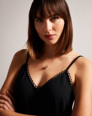Black Ted Baker Andreno Strappy Cami With Looped Trims Tops & Blouses | AMHTOPG-41