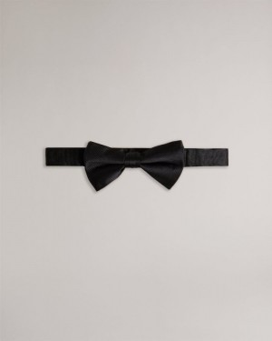Black Ted Baker Brosney Ottoman Ribbed Silk Bow Tie Ties & Bowties | IQXOREM-94
