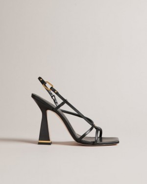 Black Ted Baker Cayena Strappy Geometric Heeled Sandals Heels | MDBQSVF-54