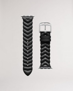 Black Ted Baker Chelli Chevron Apple Watch Strap Watches | OCFNQXY-63