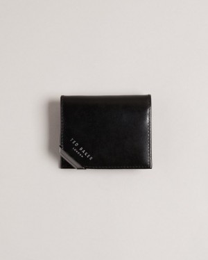 Black Ted Baker Coral Leather Card Wallet Wallets & Cardholders | TDWLJSM-48