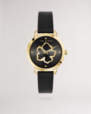Black Ted Baker Devas Magnolia Watch With Vegan Leather Strap Watches | BUVWYNL-64