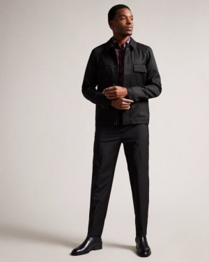 Black Ted Baker Filtyj Raglan Sleeve Wool Jacket Coats & Jackets | HFQCRLE-24