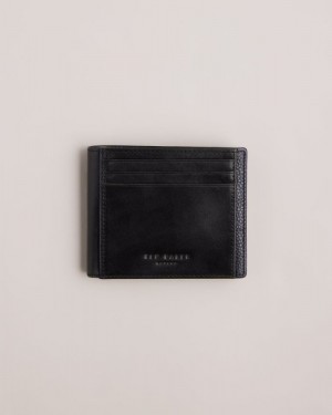 Black Ted Baker Finliy Waxy Leather Bifold Wallet Wallets & Cardholders | ZPGDTWX-01