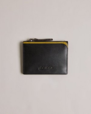 Black Ted Baker Finnis Contrast Detail Card Holder Wallets & Cardholders | RTQSMEU-68