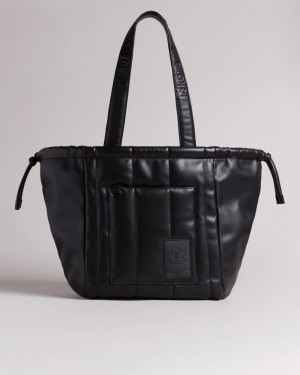 Black Ted Baker Jayah Vertically Quilted Tote Tote Bags | PHGXTFJ-24