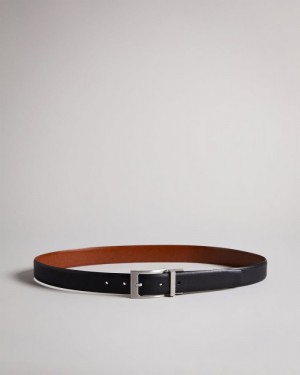 Black Ted Baker Karmer Reversible Leather Belt Belts | UALQMGO-09