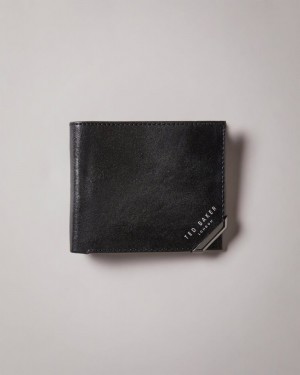 Black Ted Baker Korning Metal Corner Coin Wallet Wallets & Cardholders | IKVOENH-37