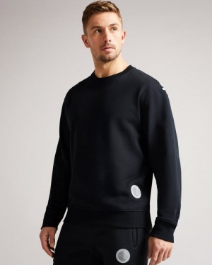 Black Ted Baker Linford Long Sleeve Active Jersey Sweatshirt Sweatshirts & Hoodies | IJQUKFH-16