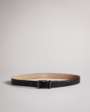 Black Ted Baker Lizwiz Leather Keeper Plate Belt Belts | LJCPRED-24