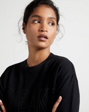 Black Ted Baker Lorito Logo Sweatshirt Tops & Blouses | GPMWCUT-92