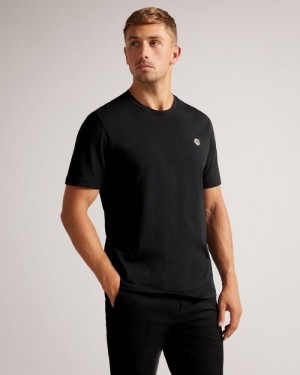 Black Ted Baker Oxford Short Sleeve T Shirt Tops | GZTEUXP-43