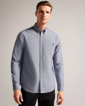 Black Ted Baker Paplet Long Sleeve Oxford Shirt Shirts | MJIDNQB-39