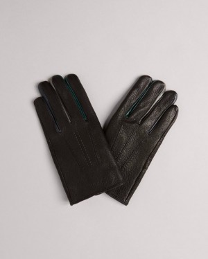 Black Ted Baker Parmed Leather Gloves Wallets & Cardholders | YSMIDEH-96