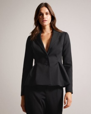 Black Ted Baker Philiya Peplum Waist Suit Jacket Coats & Jackets | XELFRMU-48