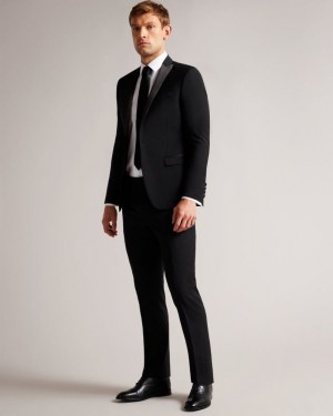 Black Ted Baker Pinets Slim Fit Tuxedo Suit Trousers Suits | HAPSTXE-56