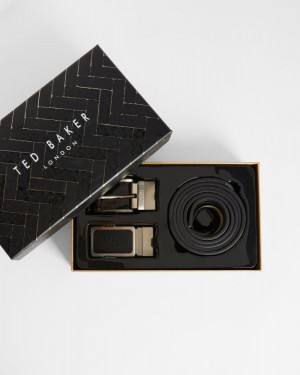 Black Ted Baker Rate Casual Belt In A Box Belts | LZJXQRU-82