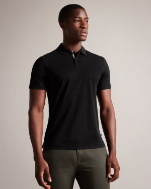 Black Ted Baker Zeiter Short Sleeve Slim Fit Polo Shirt Polo Shirts | GZYSJDT-89