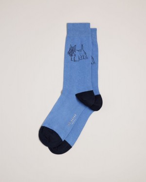 Blue Ted Baker Dogsock Scottie Dog Print Socks Socks | SGMDVFJ-47