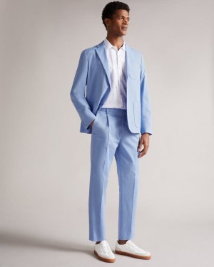 Blue Ted Baker Madron Slim Fit Cotton Trousers Suits | MEAKHLF-35