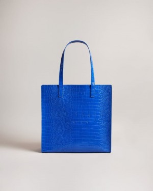 Bright Blue Ted Baker Croccon Croc Detail Large Icon Bag Icon Bags & Signature Bags | NLXCTHK-28
