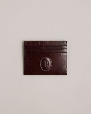 Brown-Chocolate Ted Baker Tobies T Monogram Card Holder Wallets & Cardholders | SWXYRQJ-37