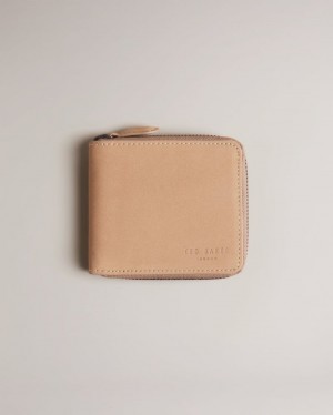 Brown Ted Baker Krolt Nubuck Zip Around Wallet Wallets & Cardholders | VIHYRXE-46