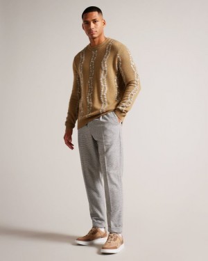 Camel Ted Baker Nerin Long Sleeve Cable Knit Jumper Jumpers & Knitwear | MNTWUSP-36