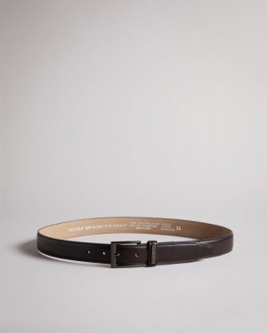 Chocolate Ted Baker Lizwiz Leather Keeper Plate Belt Belts | SVNDWBX-45