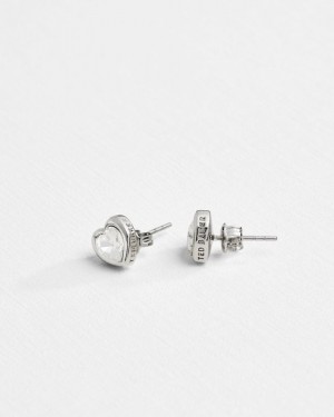 Clear Ted Baker Han Crystal Heart Earrings Jewellery | KFHTDUE-60