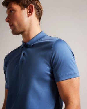 Dark Blue Ted Baker Zeiter Short Sleeve Slim Fit Polo Shirt Polo Shirts | CNKEBGL-64