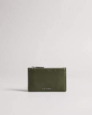 Dark Green Ted Baker Garcia Zip Card Holder Purses & Cardholders | FYHAVUQ-59