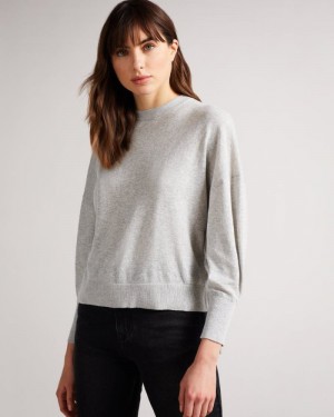 Dark Grey Ted Baker Nicci Sleeve Detailed Jumper Jumpers & Cardigans | CQENKFR-48