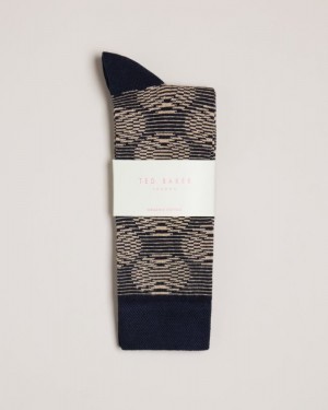 Dark Navy Ted Baker Circsok Circular Geometric Socks Socks | JTGEBMR-57