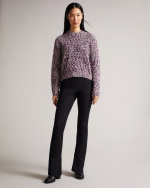 Deep-Pink Ted Baker Bbetsy Engineered Cropped Jumper Jumpers & Cardigans | TWGAQVB-05