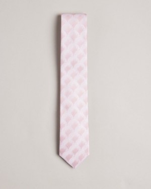 Dusky Pink Ted Baker Herro Fan Jacquard Tie Ties & Bowties | UOGFWTD-52
