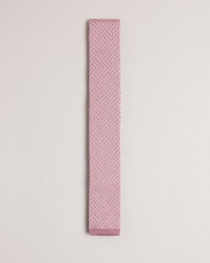 Dusky Pink Ted Baker Knitex Knitted Tie Ties & Bowties | SGVJIQF-29