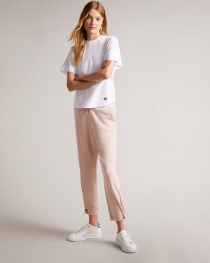 Dusky Pink Ted Baker Orthon Joggers With Pleated Cuff Trousers & Shorts | VPQNEHS-09