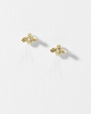 Gold Colour Ted Baker Beelii Bee Earrings Jewellery | ORVGIYP-81