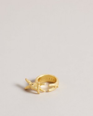 Gold Colour Ted Baker Rabbela Rabbit Ring Jewellery | DNLOWHT-52