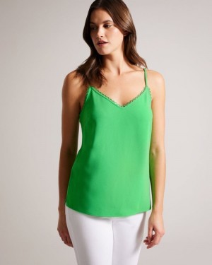 Green Ted Baker Andreno Strappy Cami With Looped Trims Tops & Blouses | VNTYJZX-87