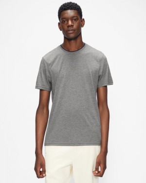 Grey-Marl Ted Baker Helpa Short Sleeve T Shirt Tops | AMQUNWZ-45