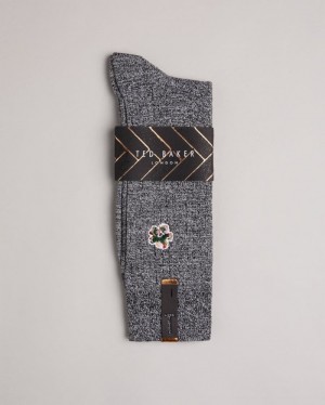 Grey Ted Baker Boelow Flower Embroidery Socks Socks | METIBHP-19