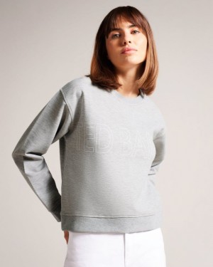 Grey Ted Baker Lorito Logo Sweatshirt Tops & Blouses | VDSKUFE-64