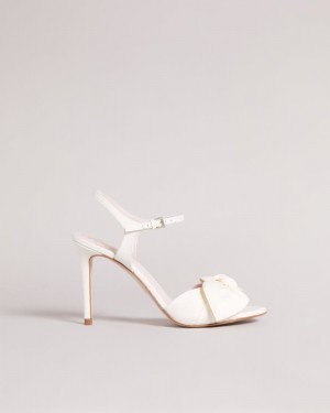 Ivory Ted Baker Heevia Moire Satin Bow Heeled Sandals Heels | XYAHJSB-97