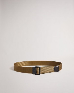 Khaki Ted Baker Timmey Woven Belt Belts | YAZSRTX-09