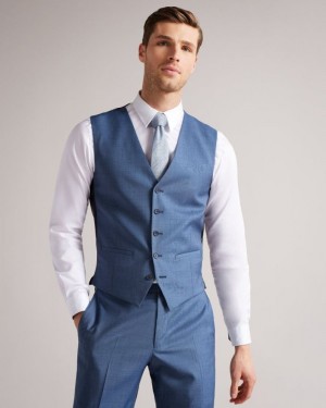 Light Blue Ted Baker Camdews Slim Light Blue Suit Waistcoat Suits | DIBTENZ-45