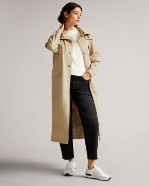 Light Brown Ted Baker Jjojo Cotton Twill Mac With Detachable Lining Coats & Jackets | XDBRAIE-09